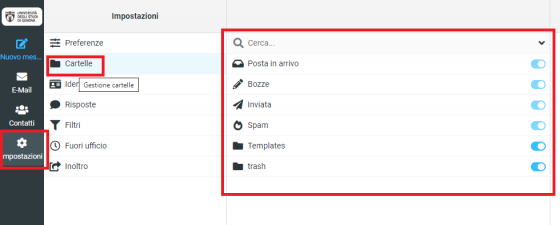 roundcube gestione cartelle