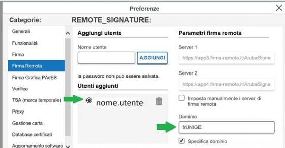 Preferenze ArubaSign